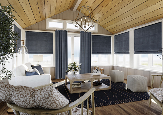 Luxe Velvet (Blackout) Eyelet, Slate Blue - Ready Made Curtains - Image 8